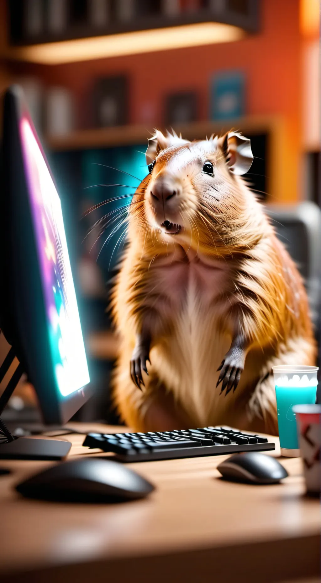 ai character: capybara gamer background