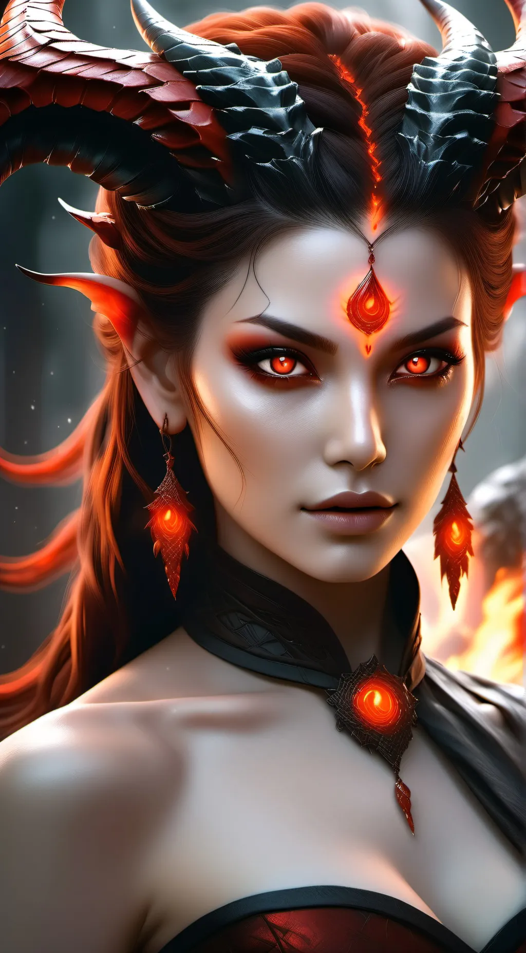 ai character: demon girl Lilith  background