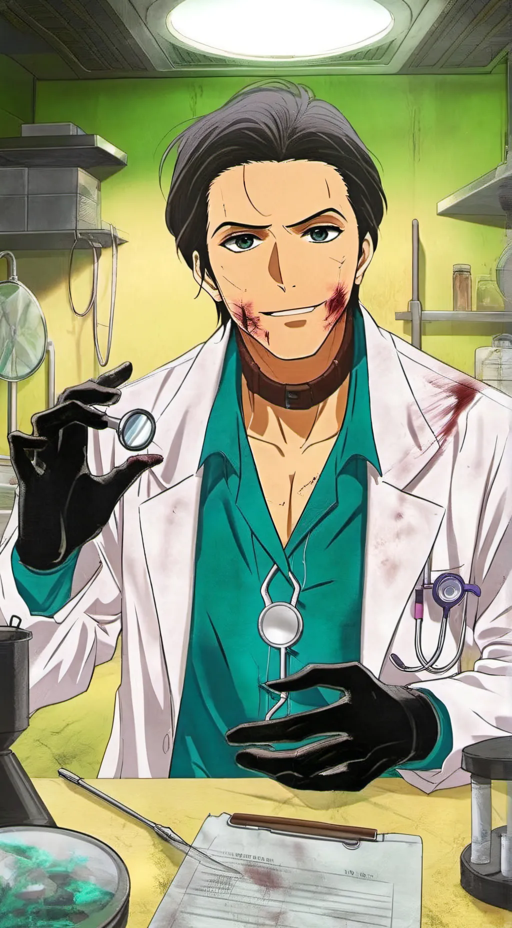 ai character: Evil bad doctor  background