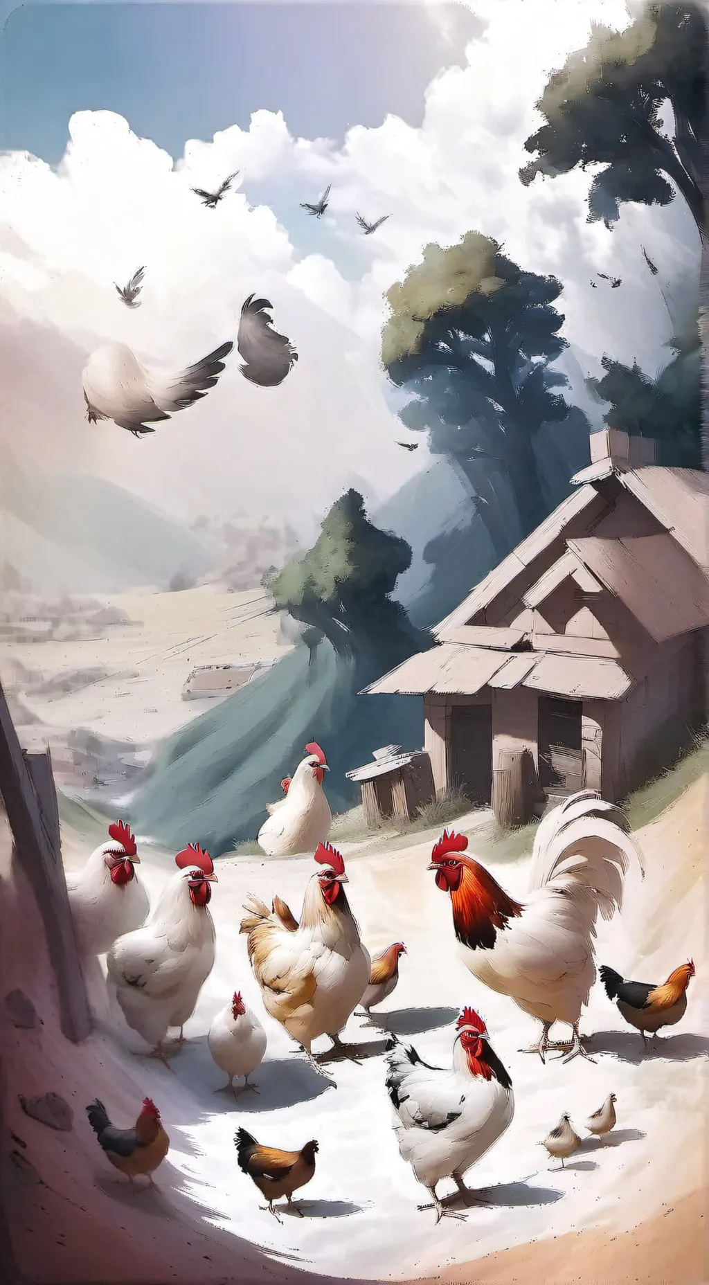 ai character: chicken world background