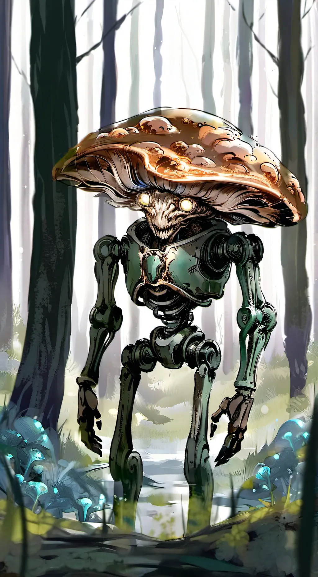 ai character: robot champignon  background