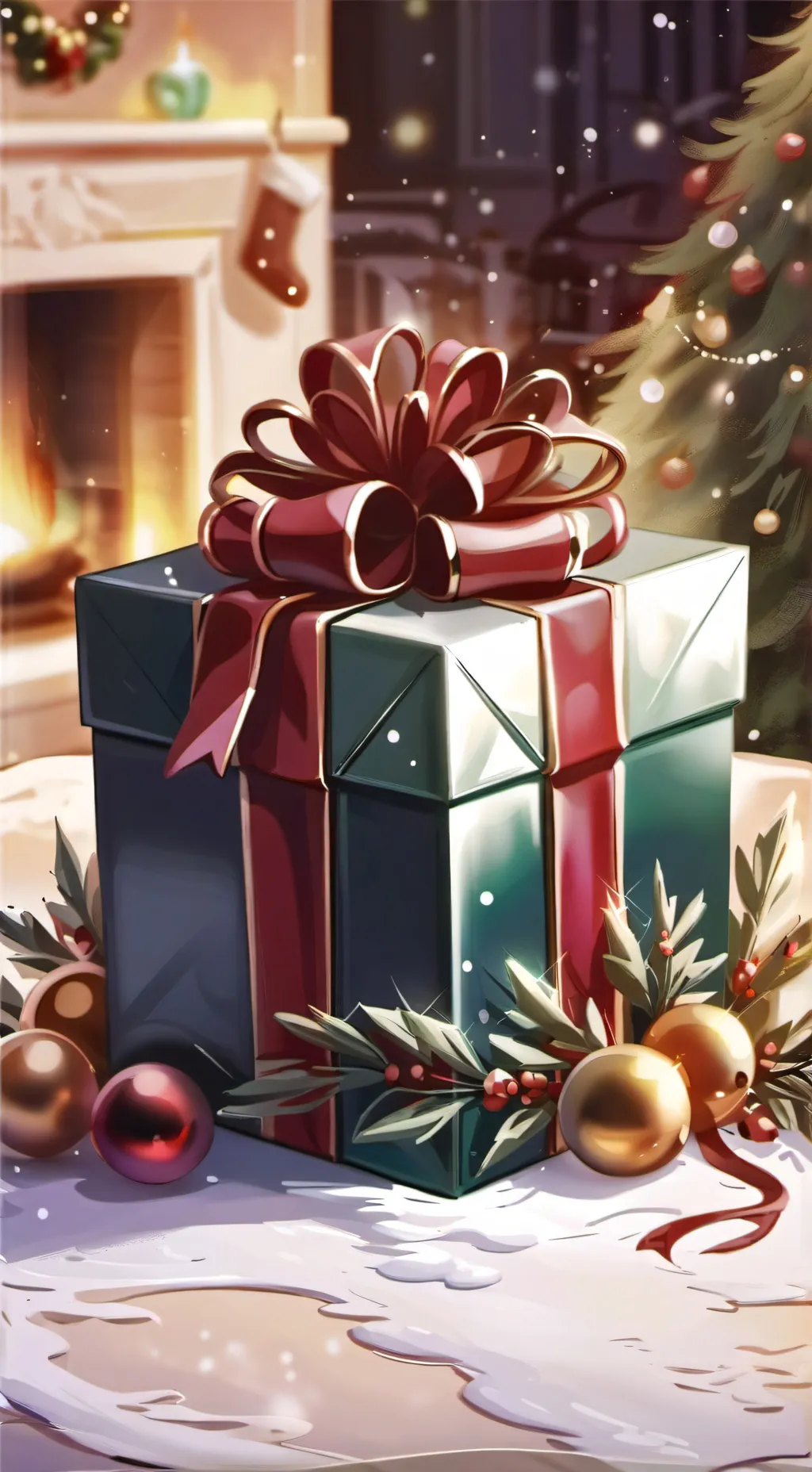 ai character: Christmas present background