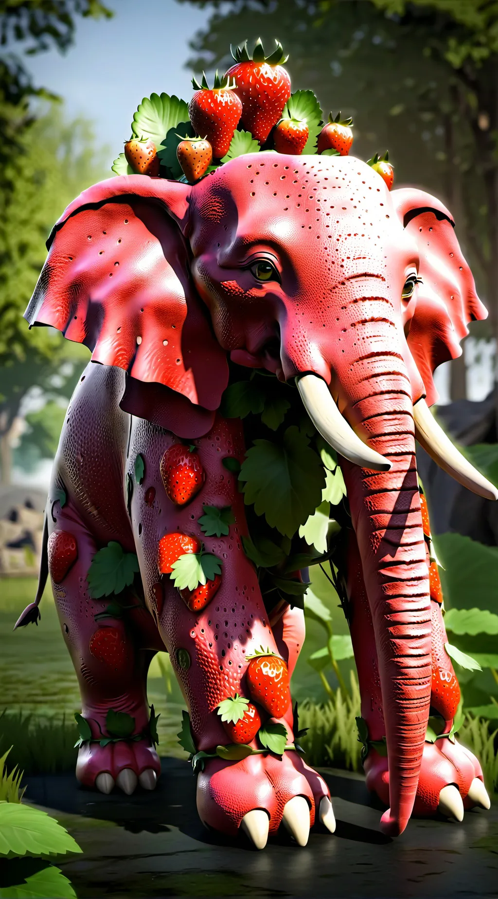 ai character: Strawberryelephant background