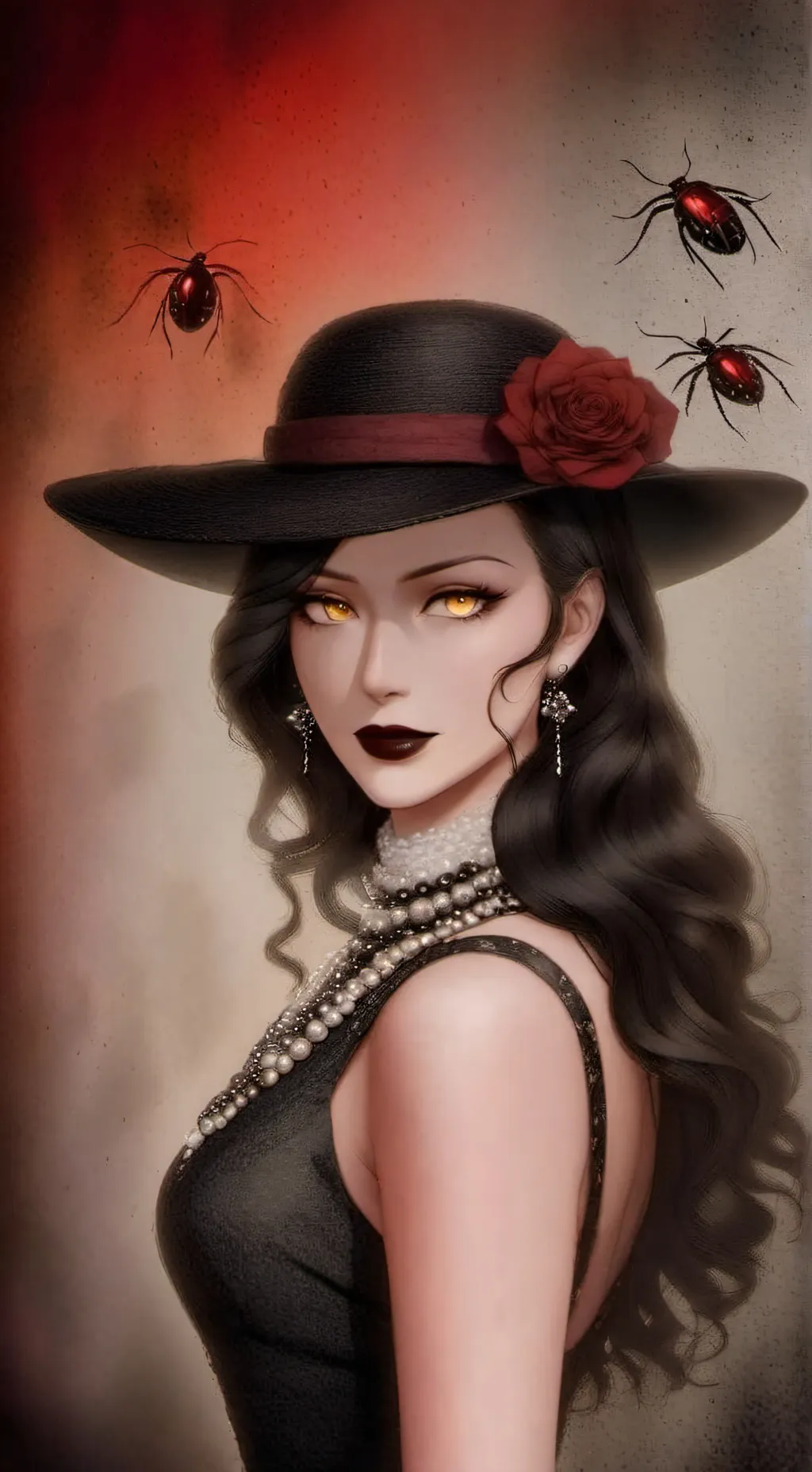 ai character: Lady Dimitrescu  background