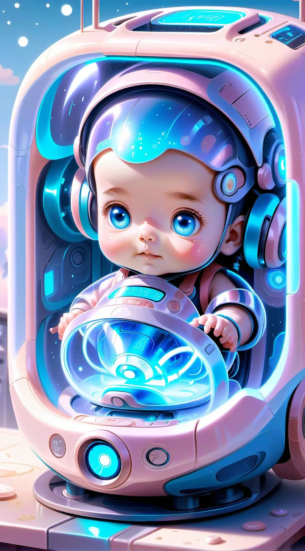 ai character: baby machine  background