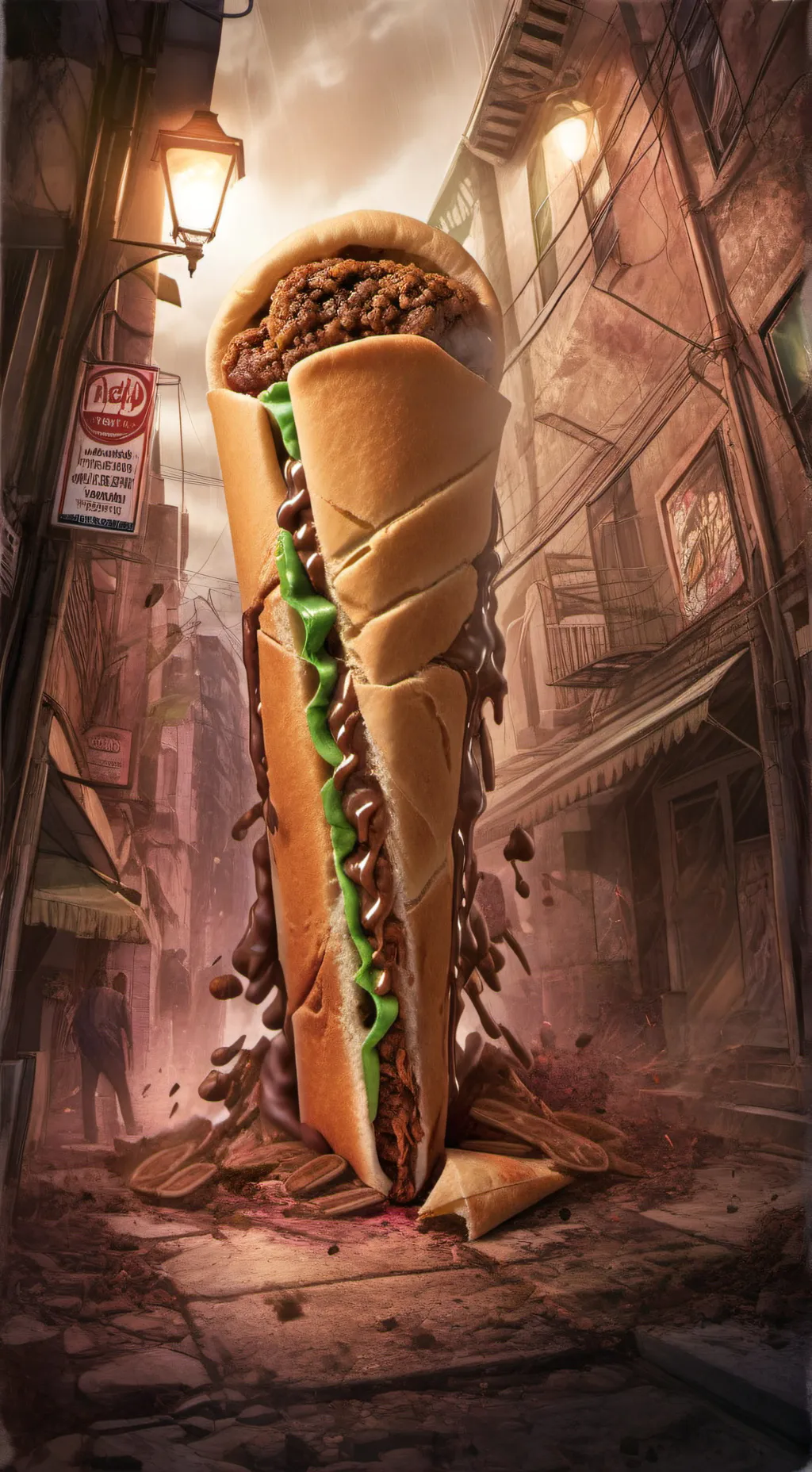 ai character: scary shawarma background