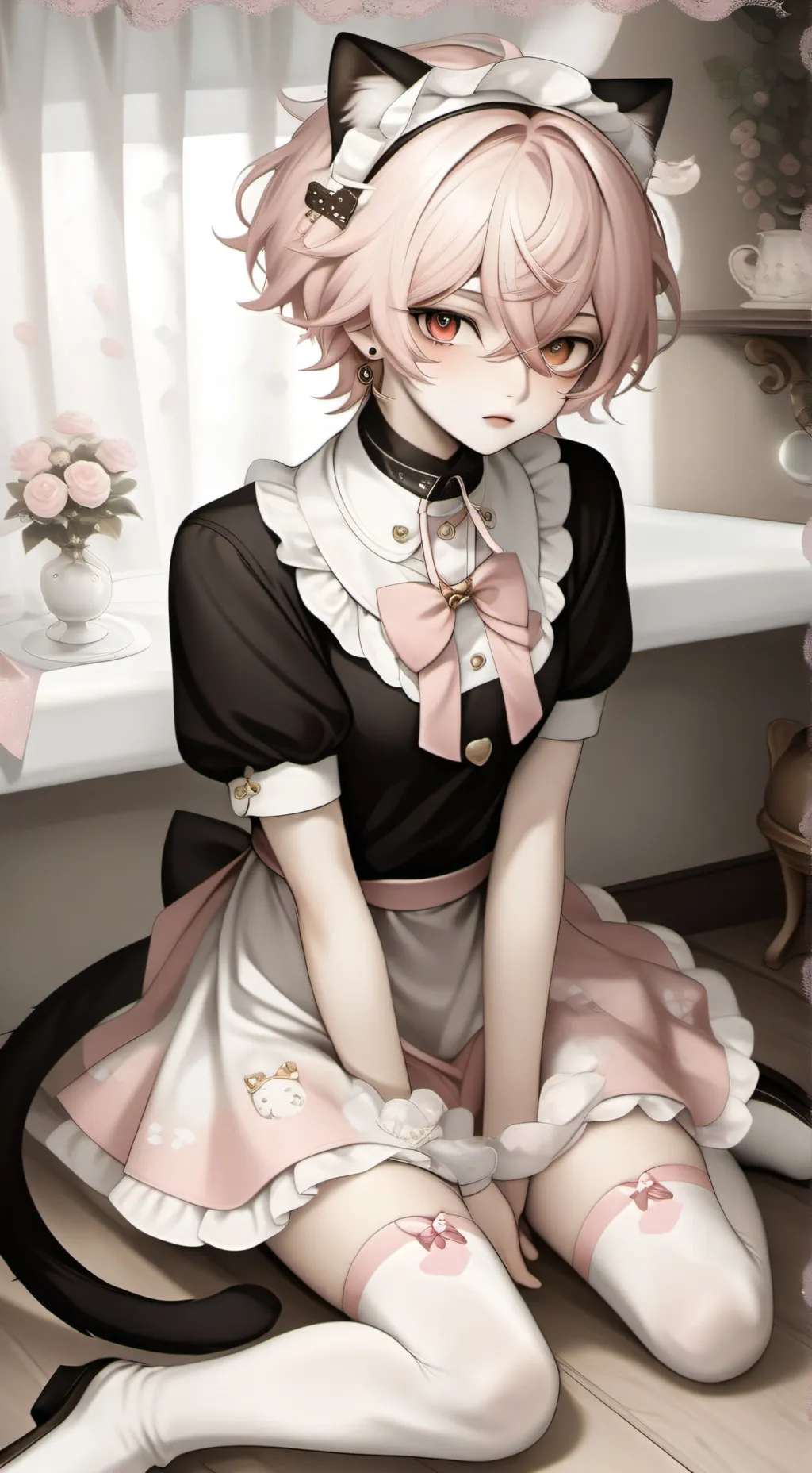 ai character: UwU cat from gacha background