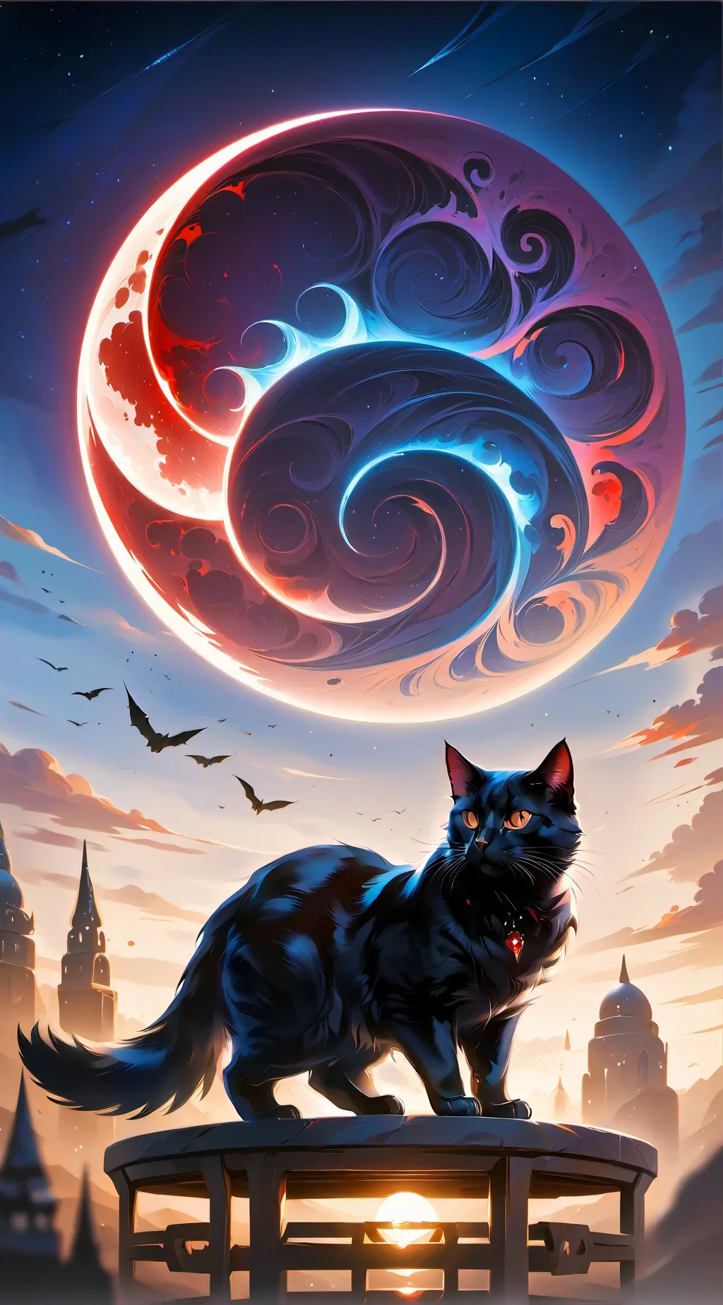 ai character: cat night  background