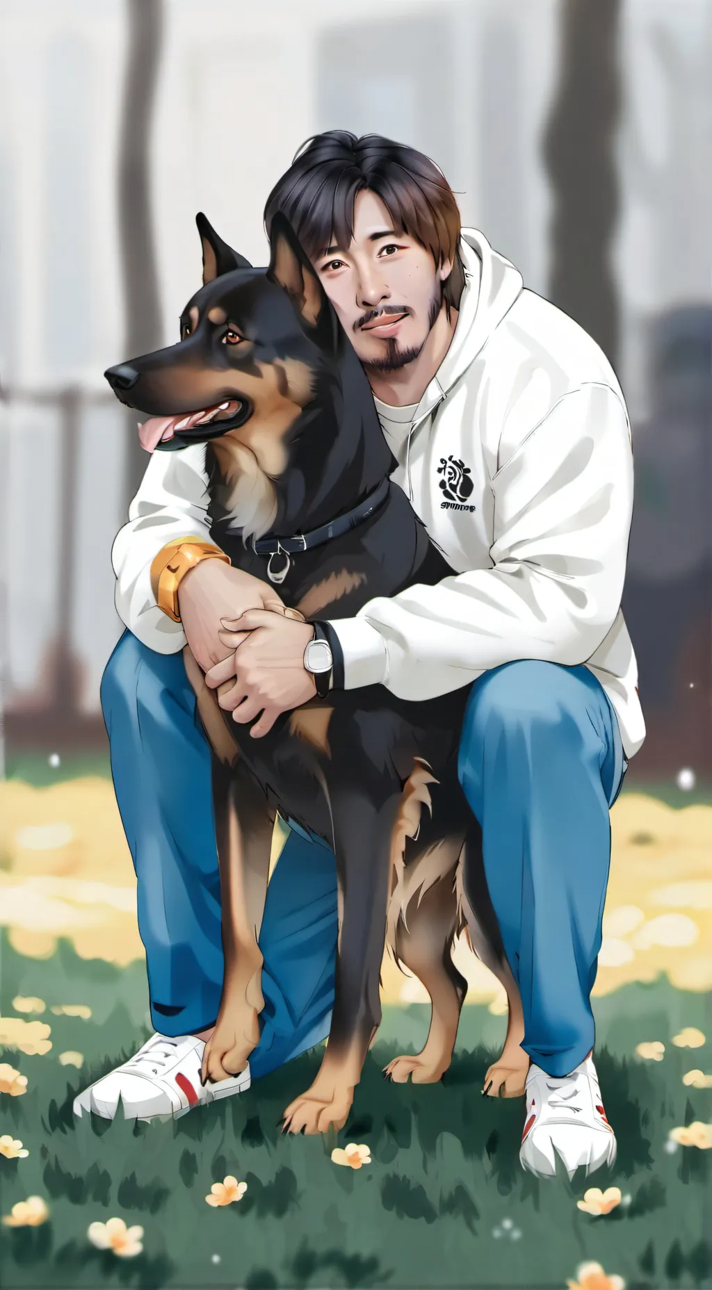 ai character: German Shepard  background