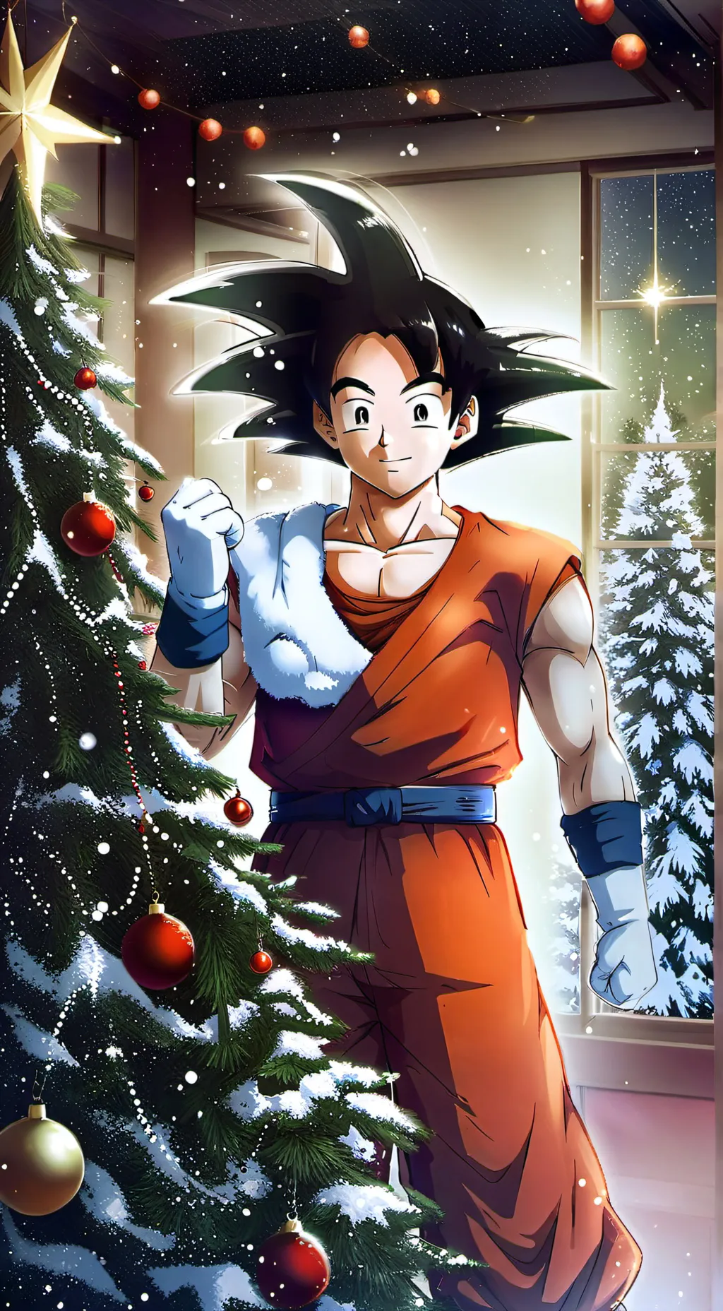 ai character: Christmas Son Goku background