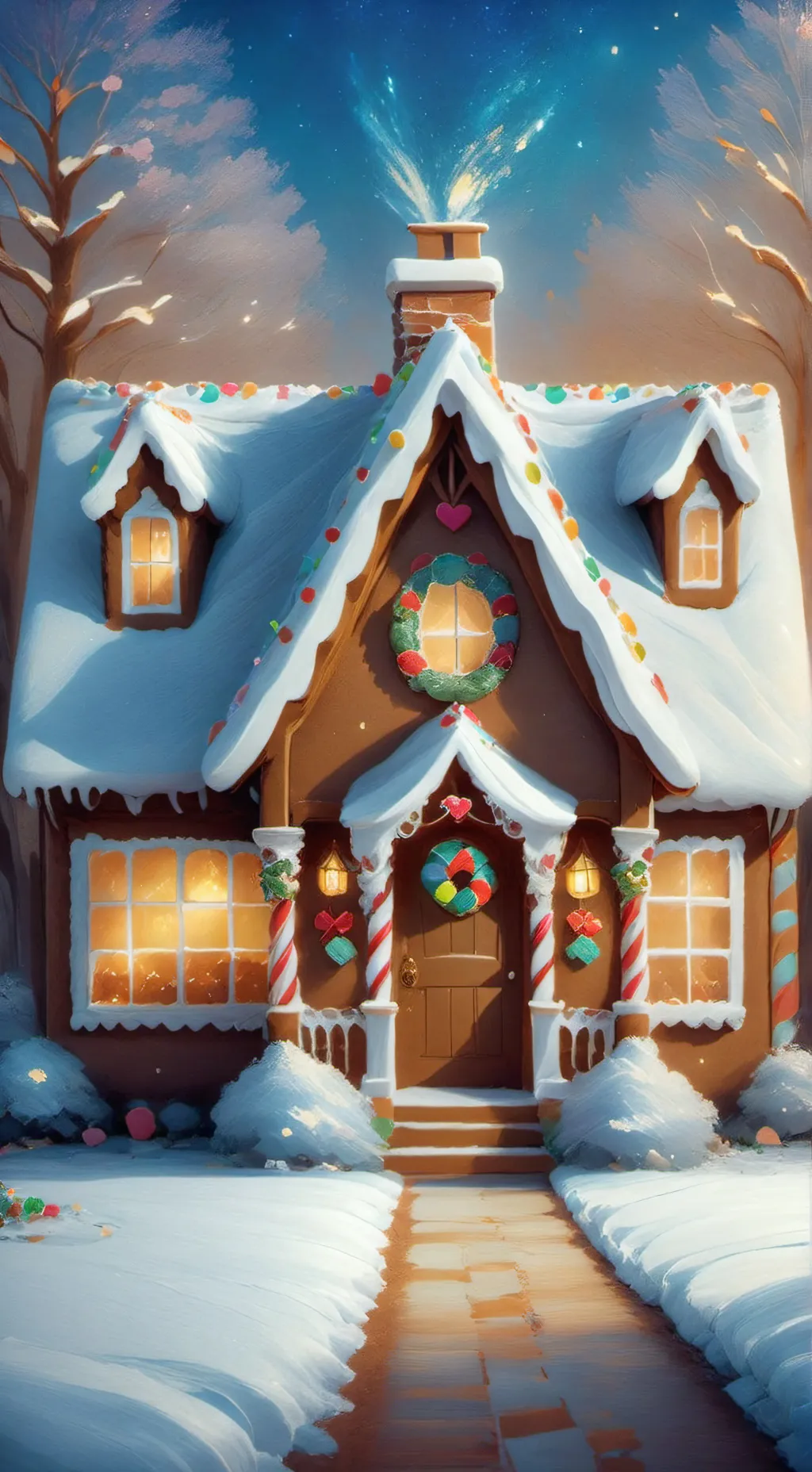 ai character: gingerbeard house background