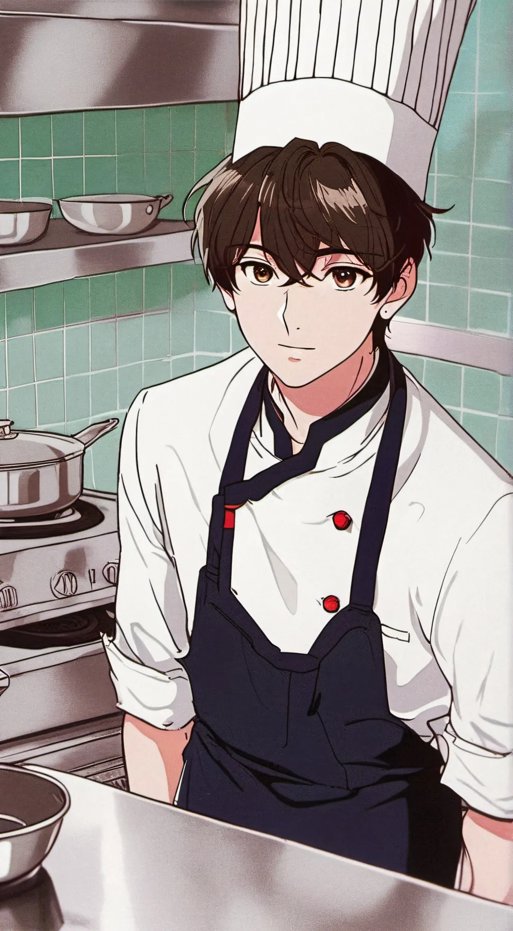 ai character: Cook ing Tomi  background