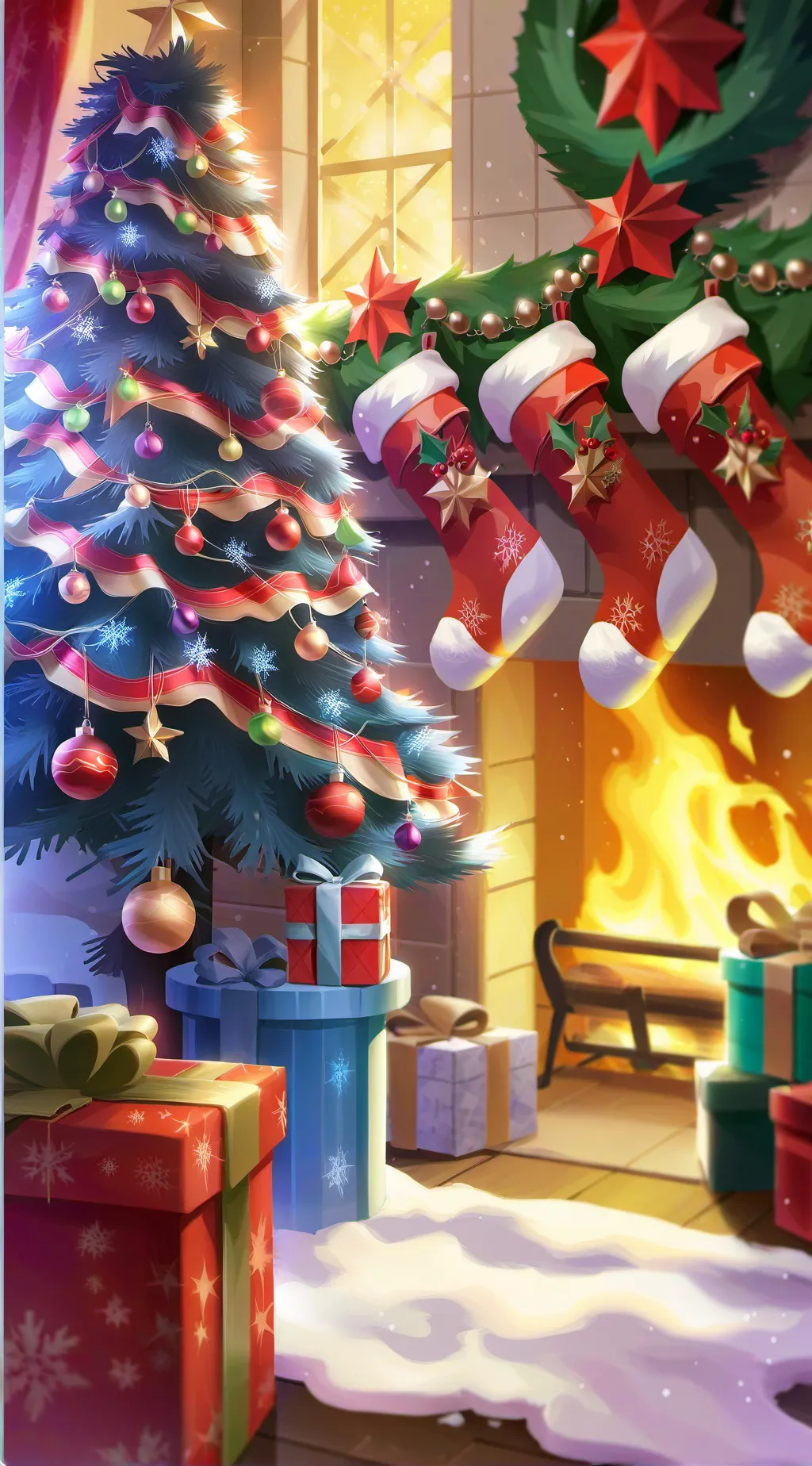 ai character: MHA Christmas  background