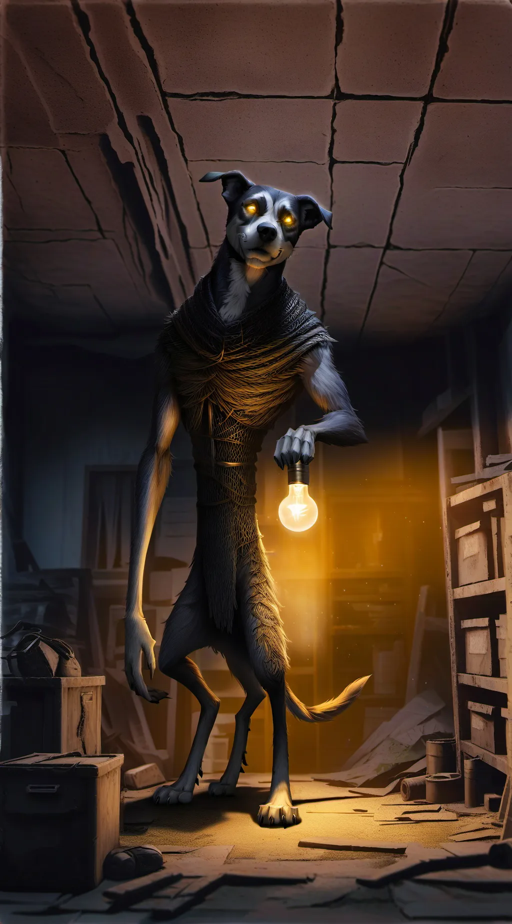 ai character: horror dog? background