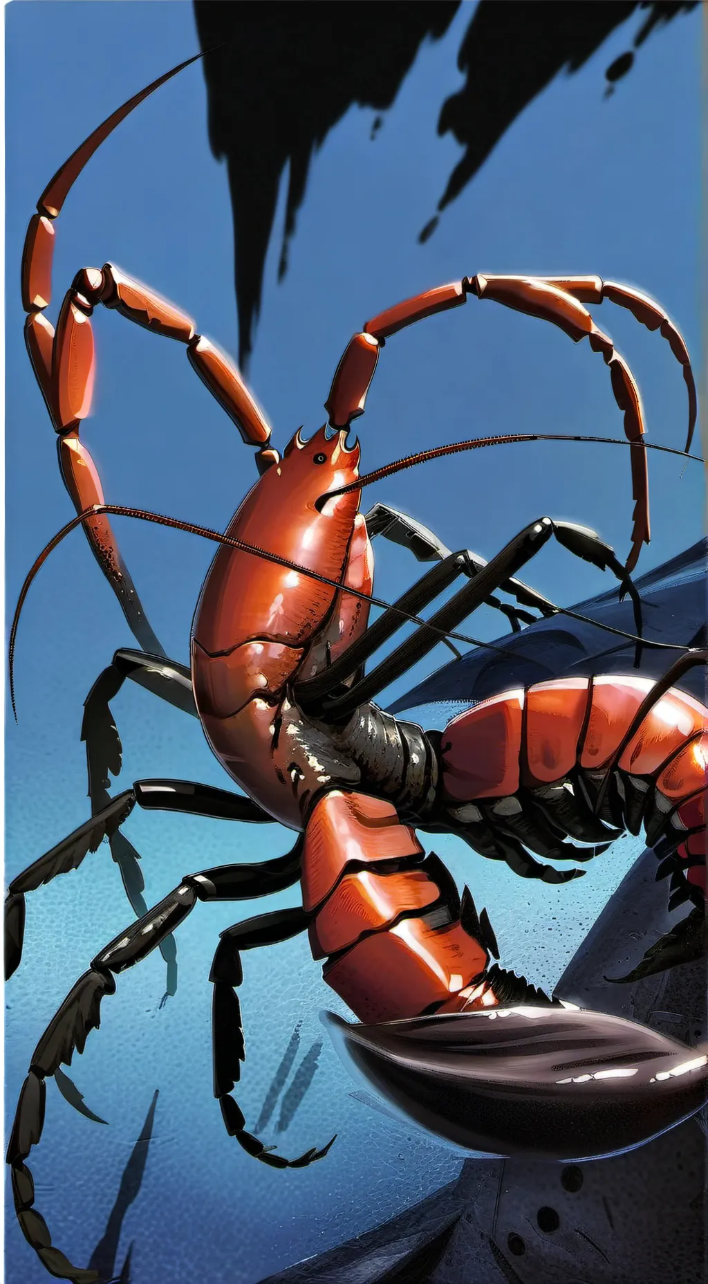 ai character: cooking w shrimpo background