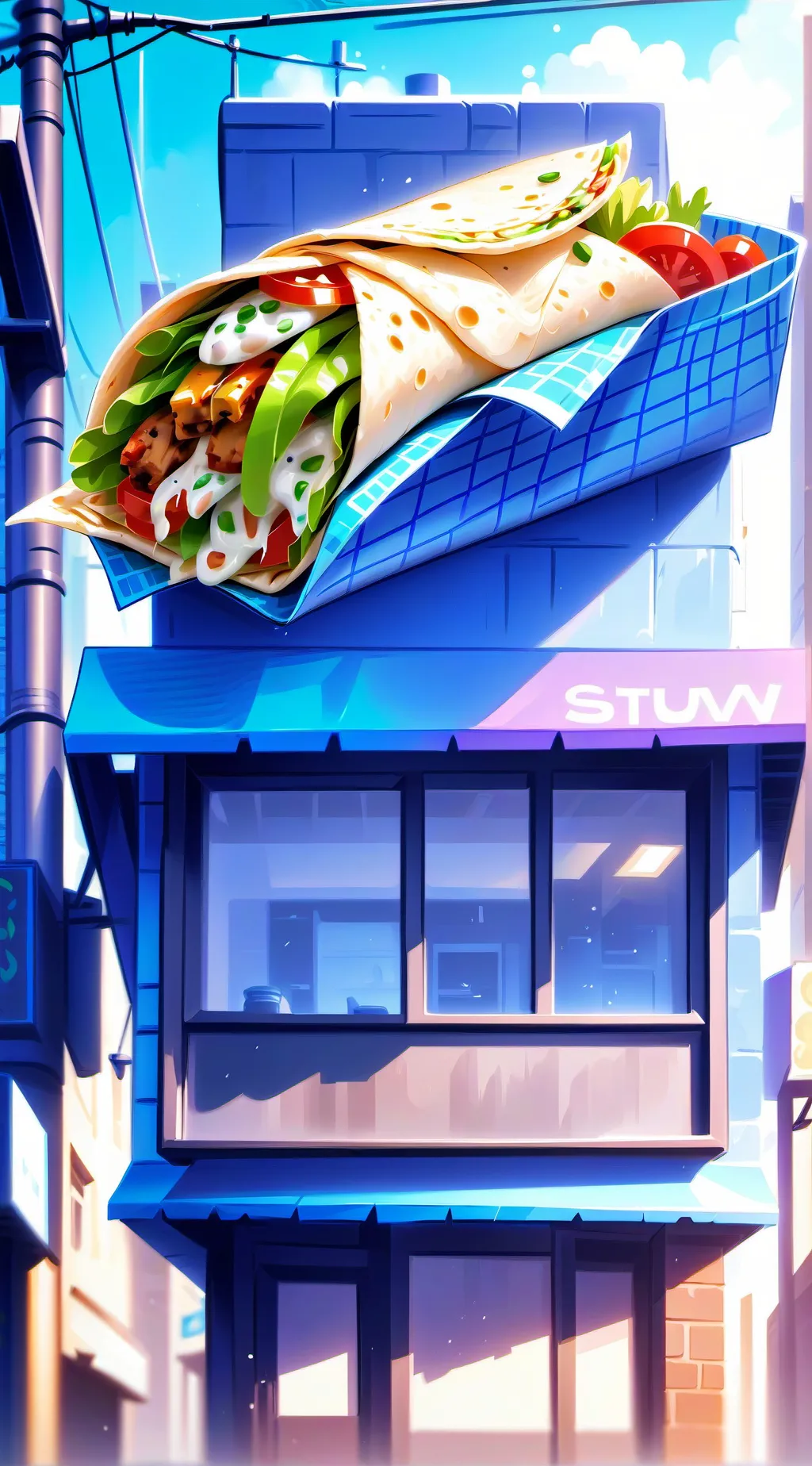 ai character: Шаурмечня background