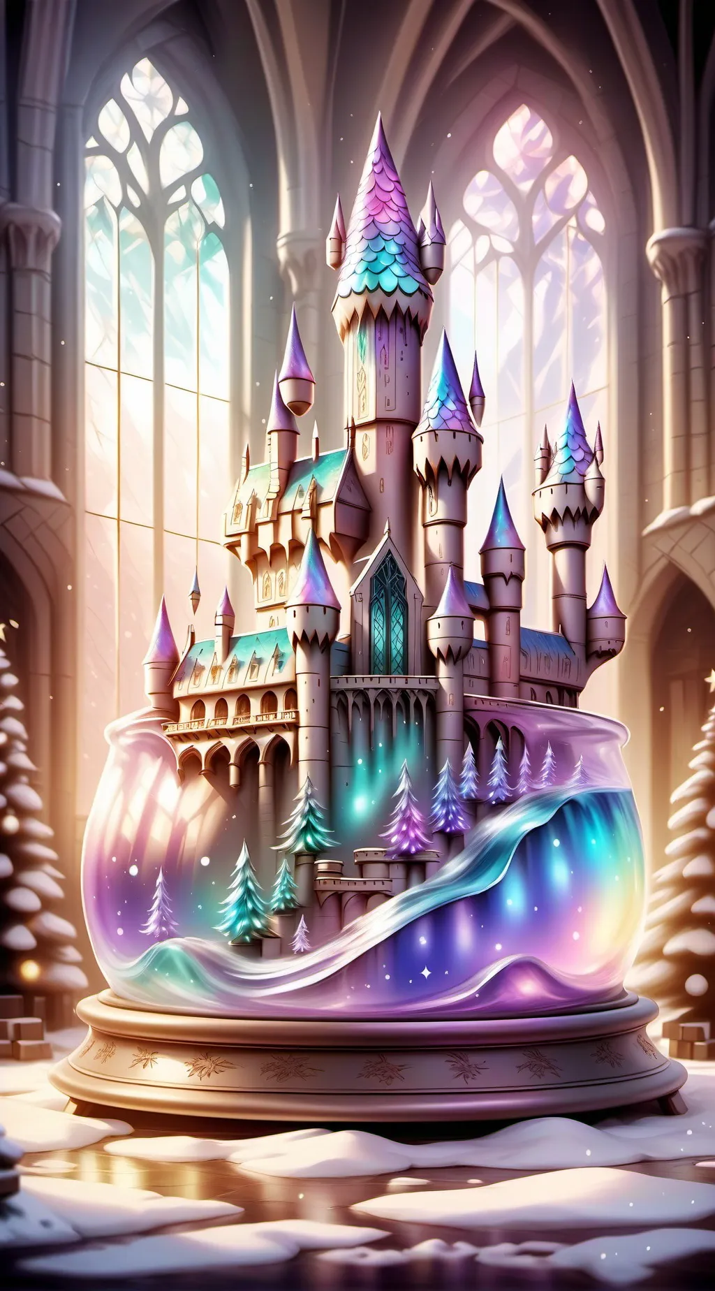 ai character: Hogwarts christmas background