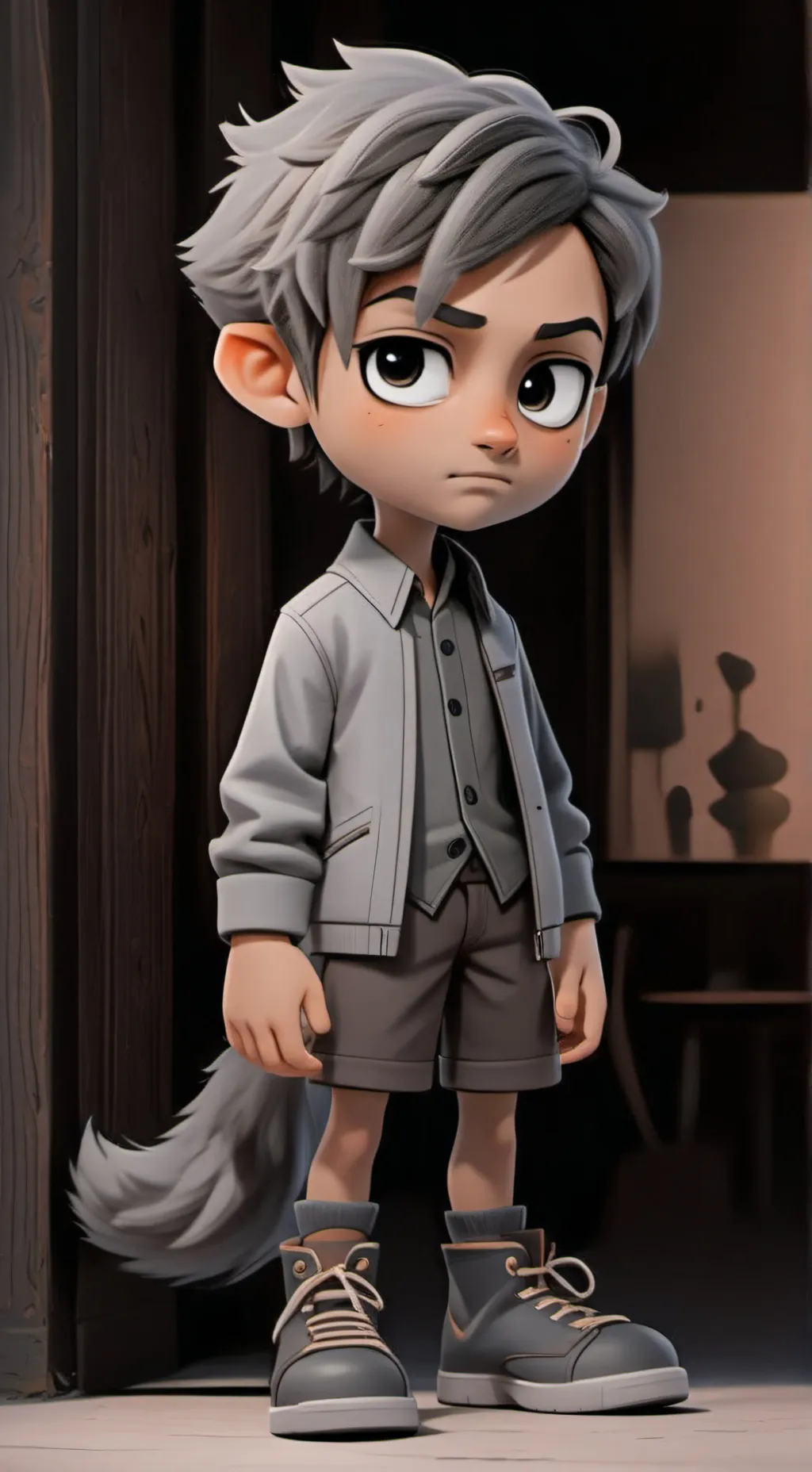 ai character: Gray background