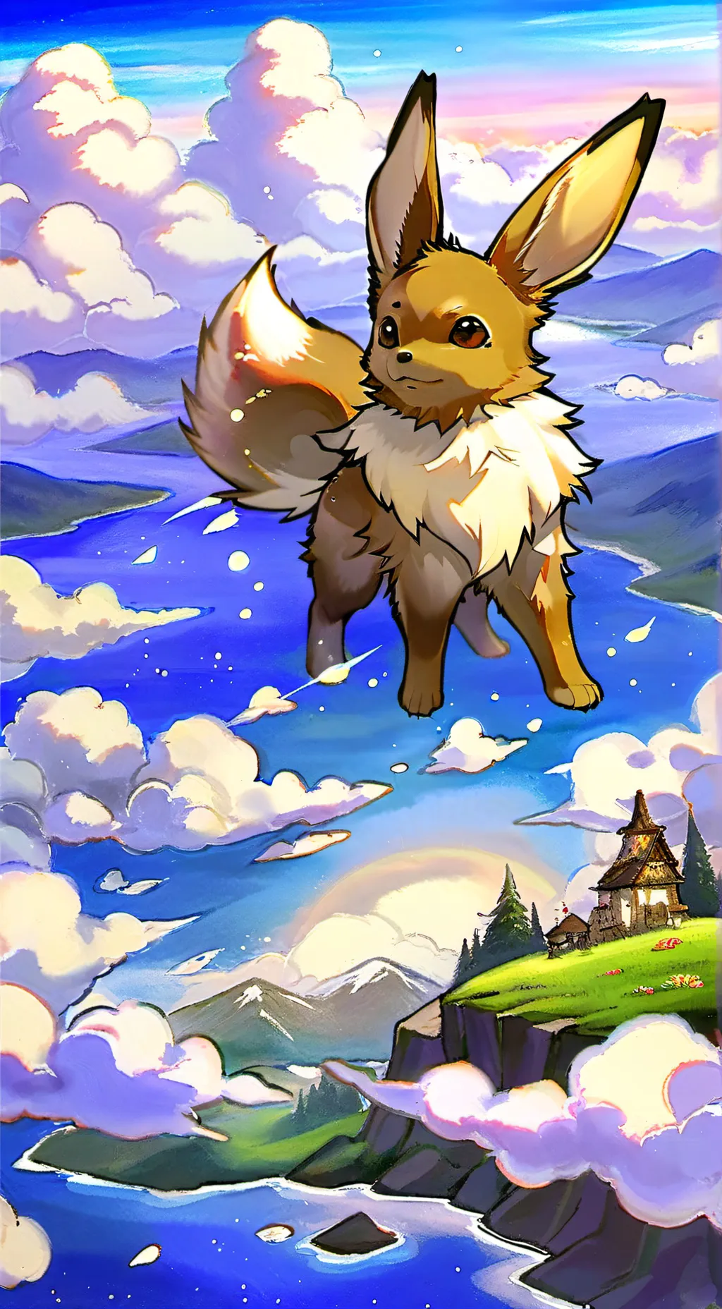ai character: Eevee Growth saga background