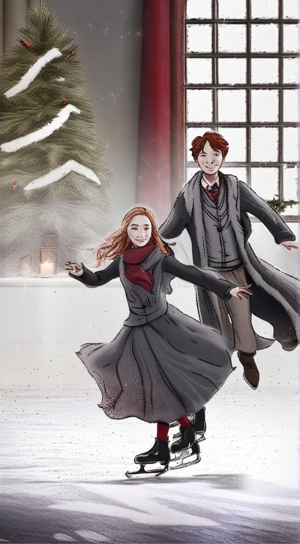 ai character: Hogwarts Ice skate background