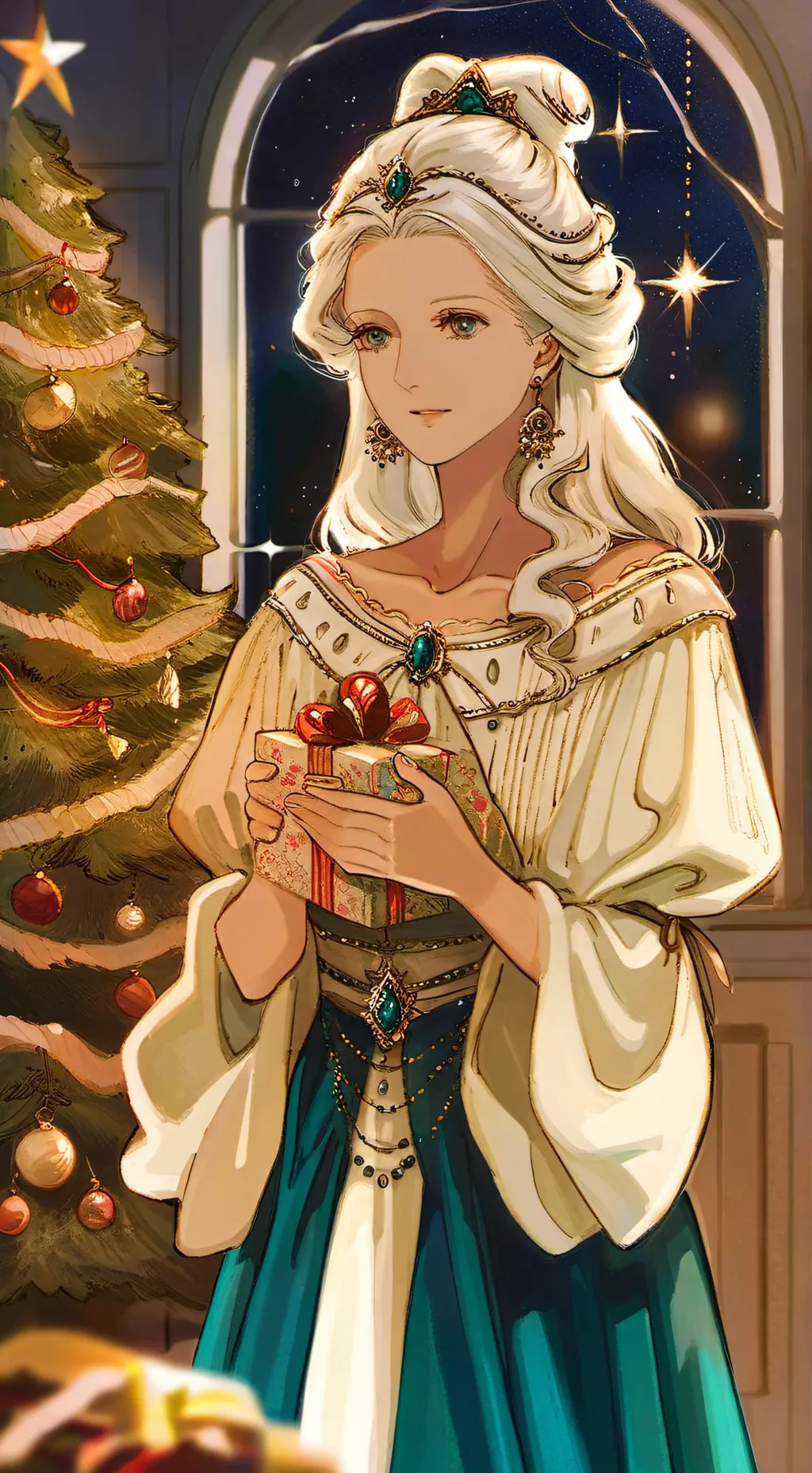 ai character: Christmas past  background