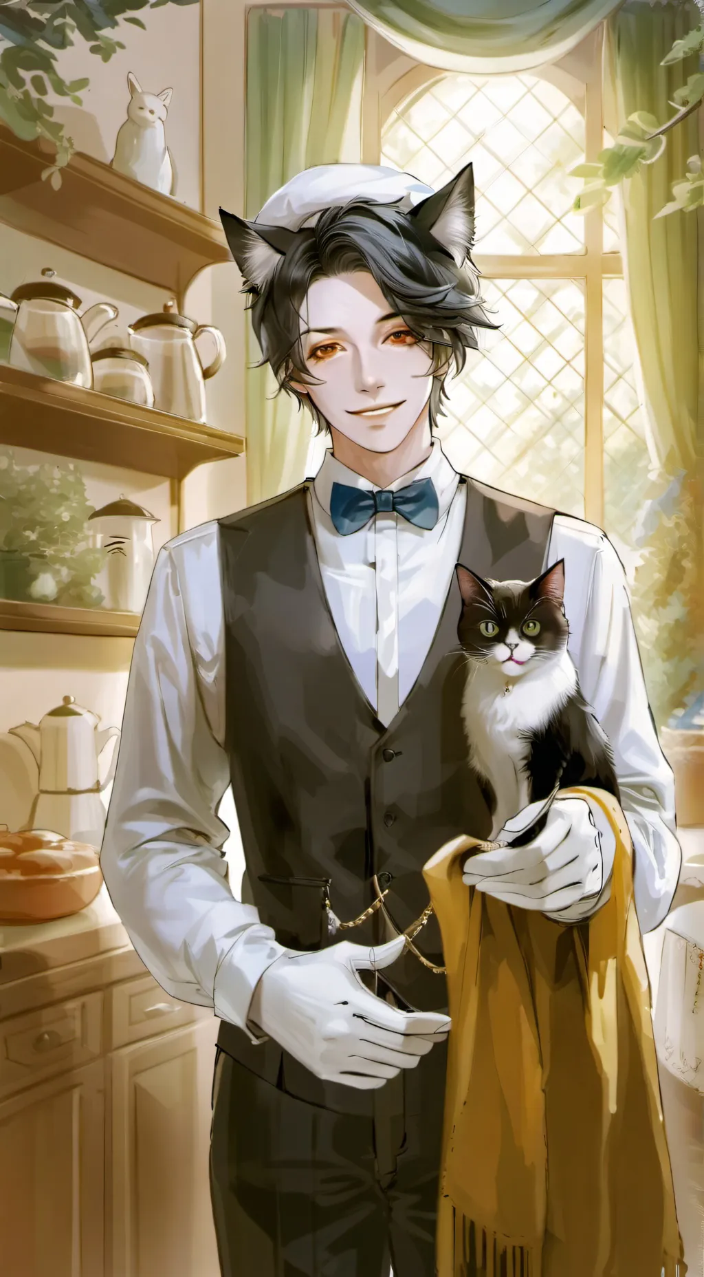 ai character: Maid Petey dog man background