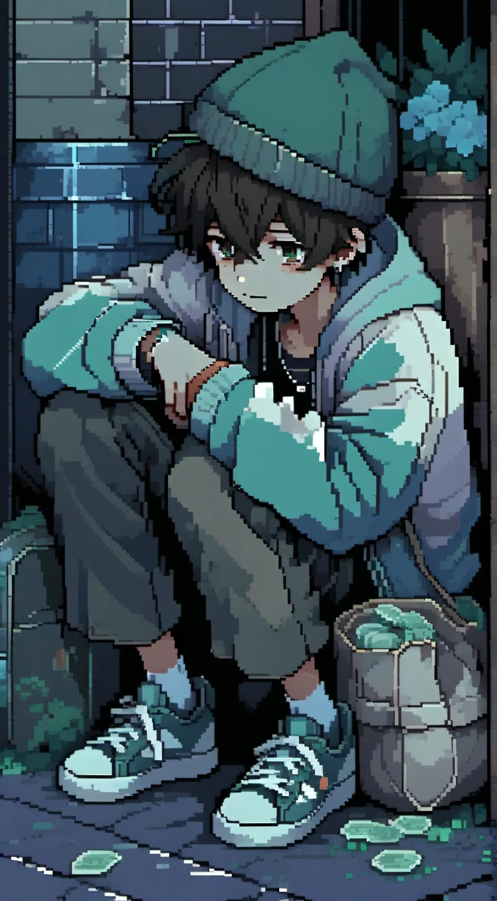 ai character: Homeless boy background
