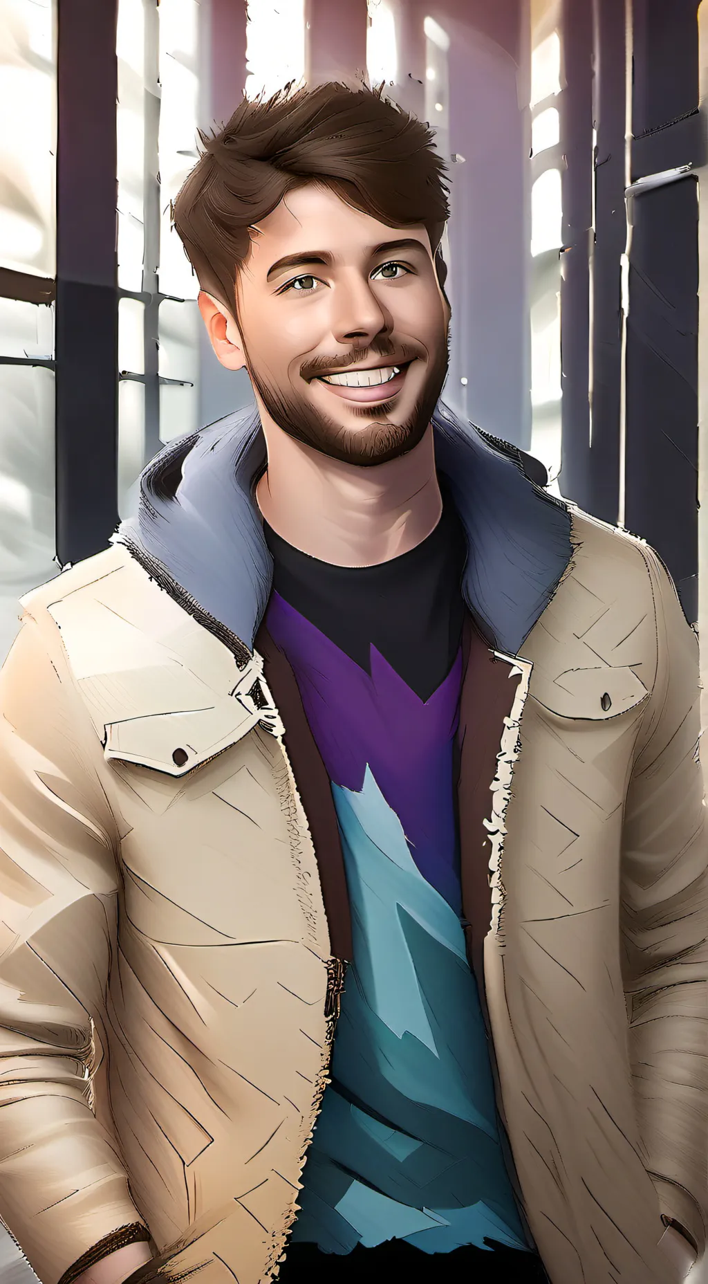 ai character: mrbeast from temu background