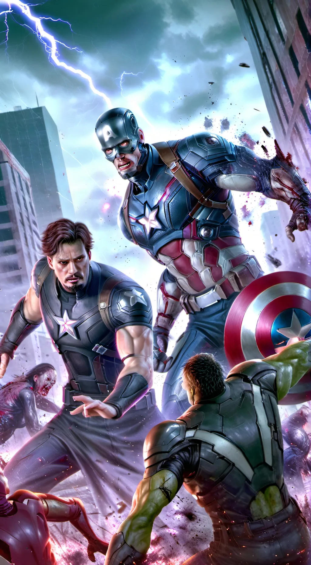 ai character: avengers vs zombie background