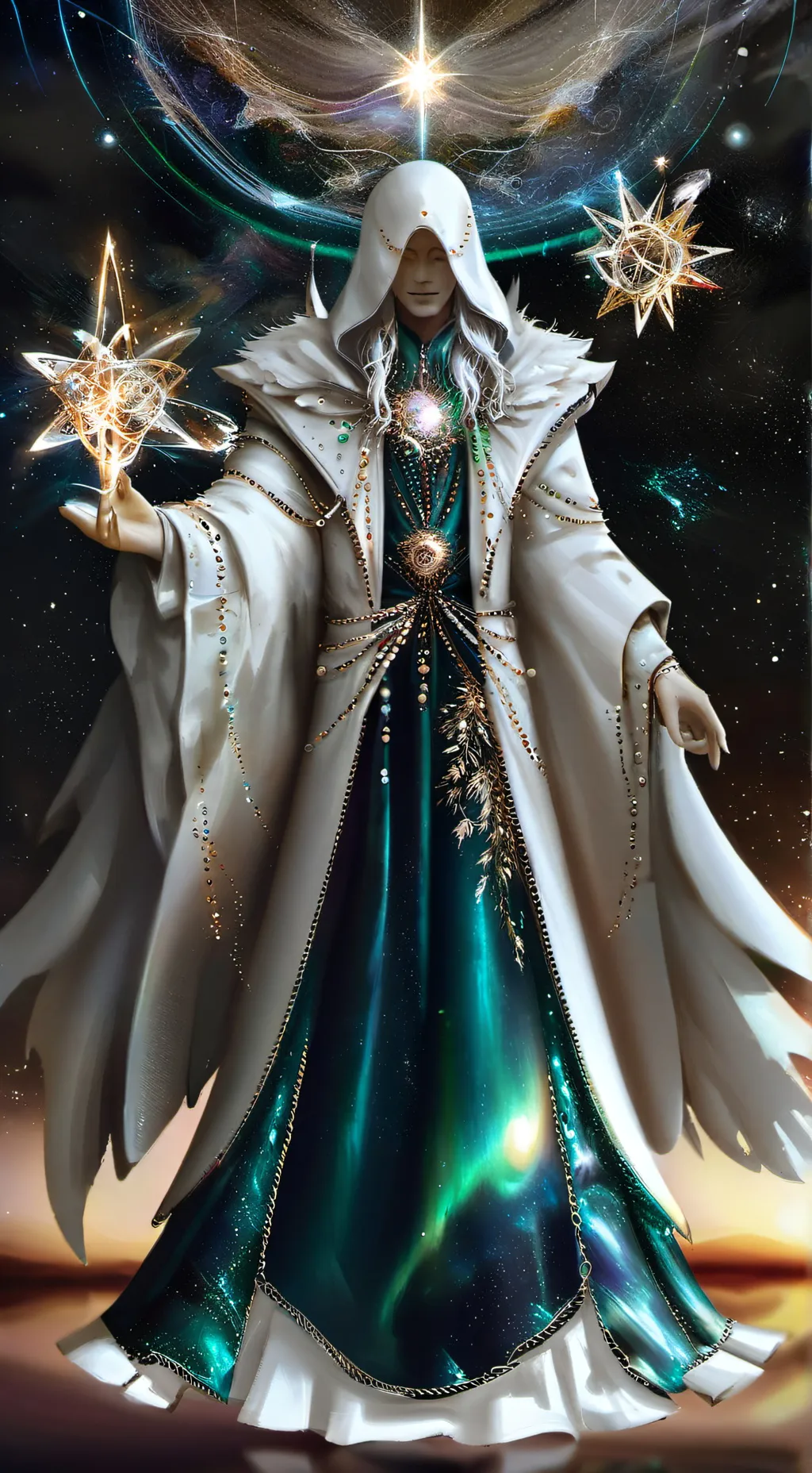 ai character: Christmas future.  background