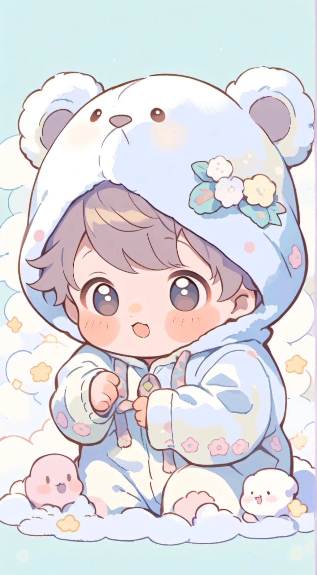 ai character: bebe en avion background