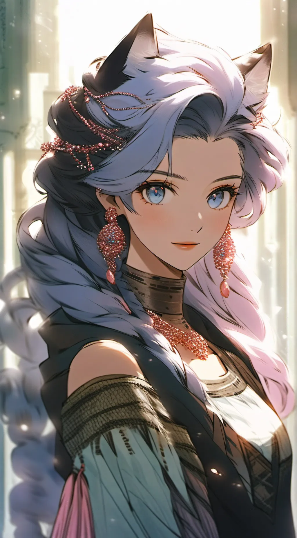 ai character: cat girl  background