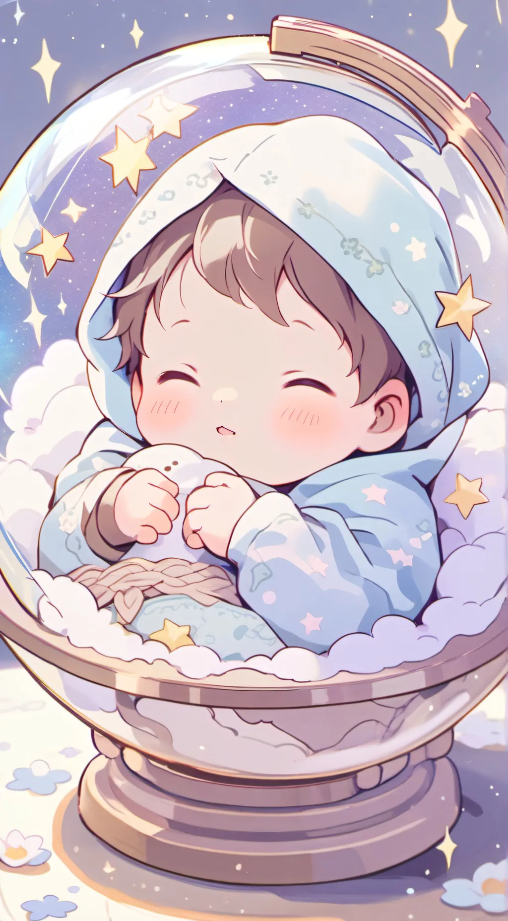 ai character: Baby globe background