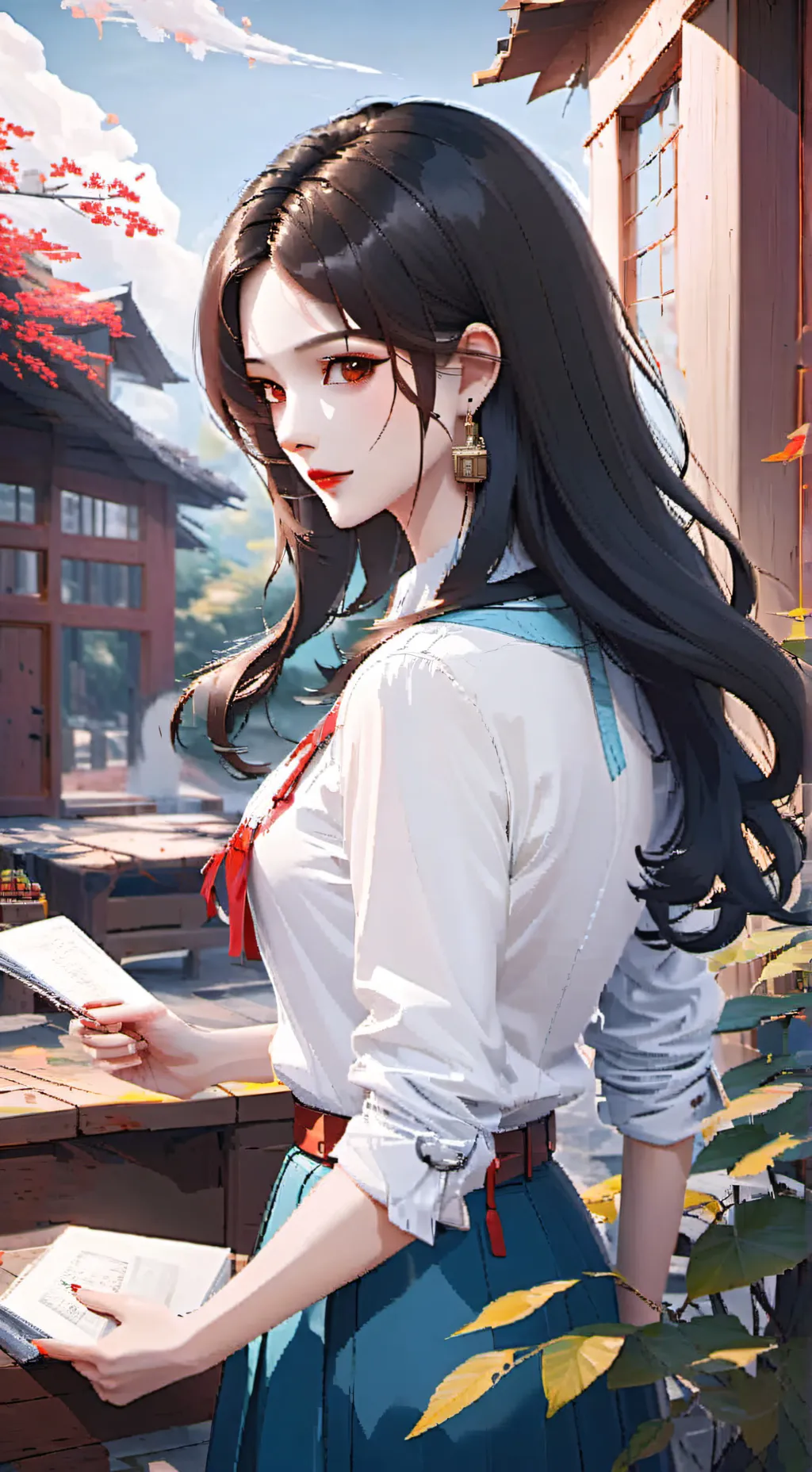 ai character: Sister at school background