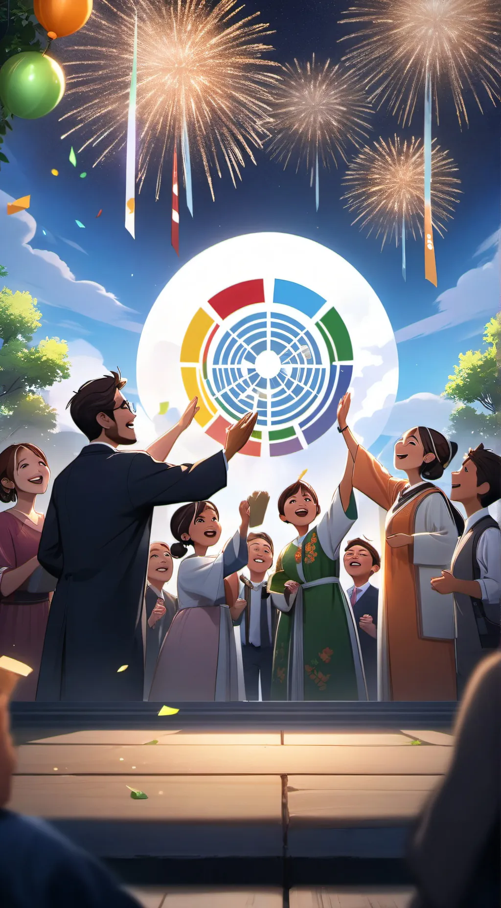 ai character: New years SDGs  background