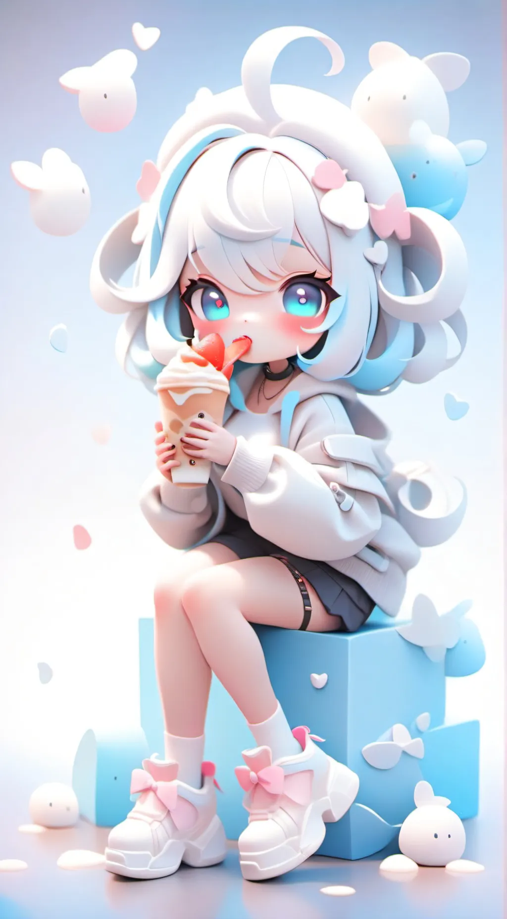 ai character: Eating influencer background