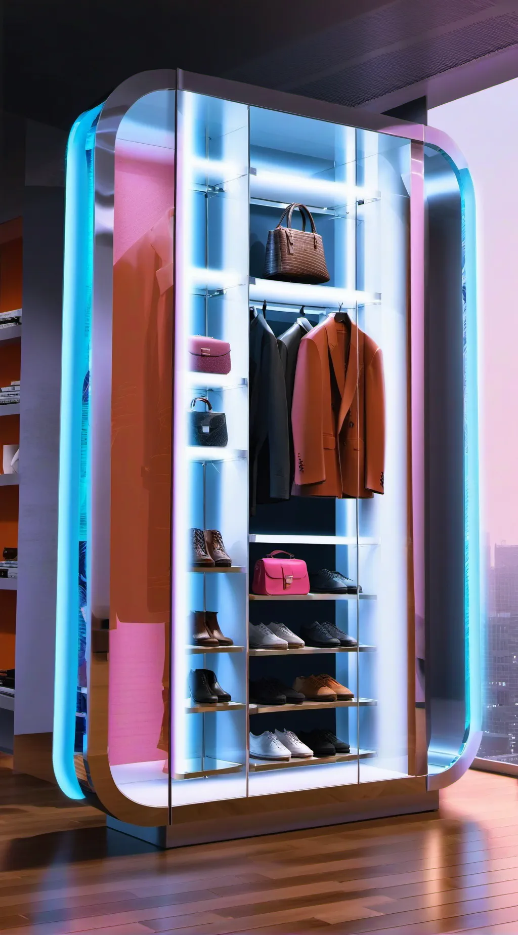 ai character: maquina de vestir background