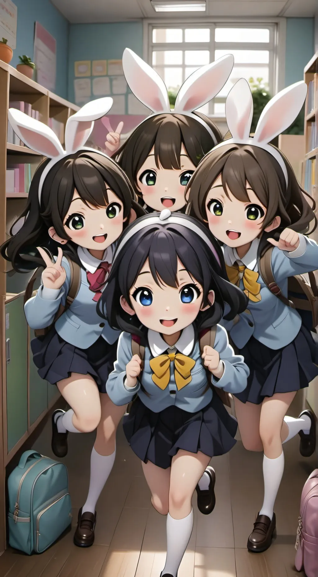 ai character: bunny school  background