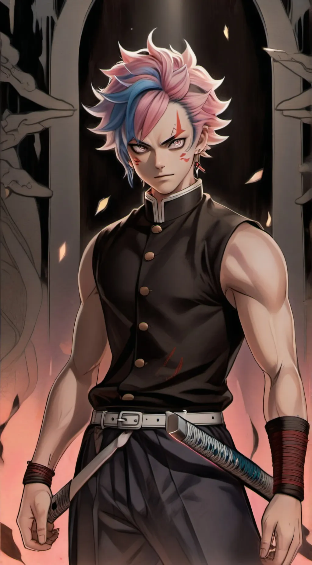 ai character: Akaza hashira? background