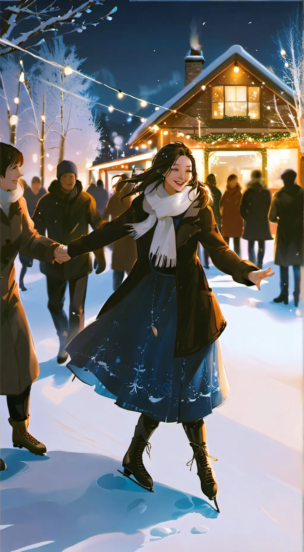 ai character: CH but ice skating background