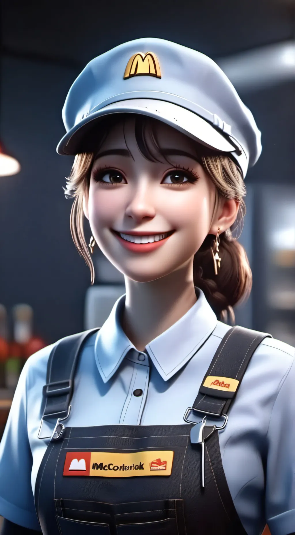 ai character: mc Donald's worker background