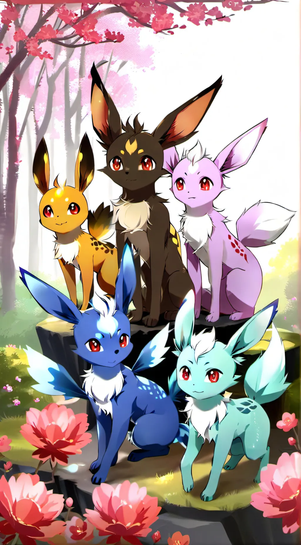 ai character: Eeveelutions  background
