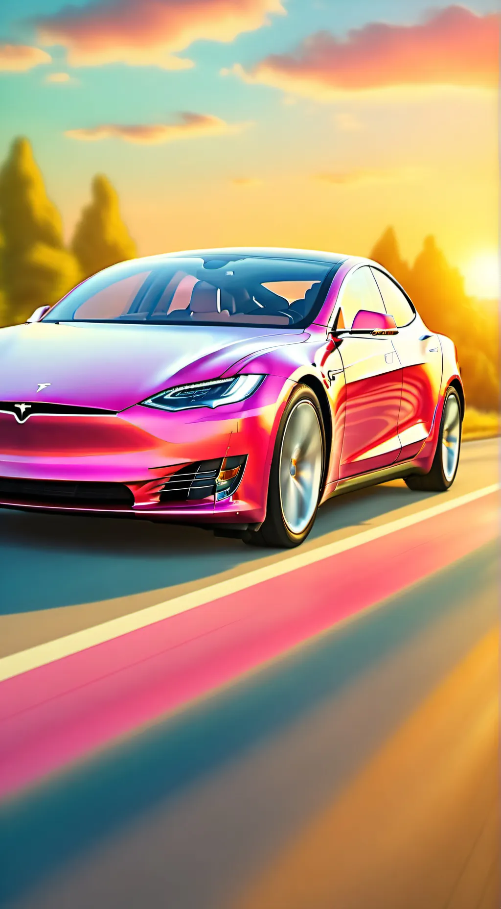 ai character: Tesla Model S  background