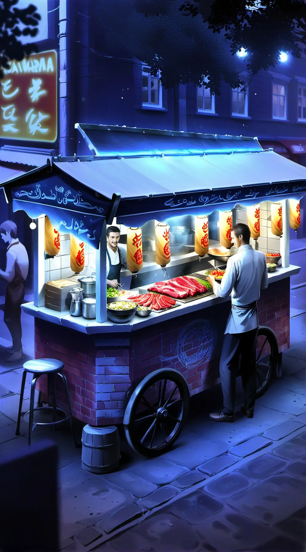 ai character: jjk shawarma background