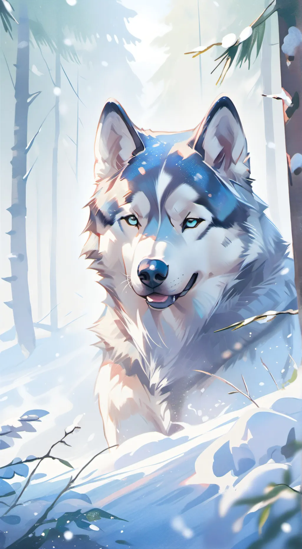 ai character: baby husky hybrid background