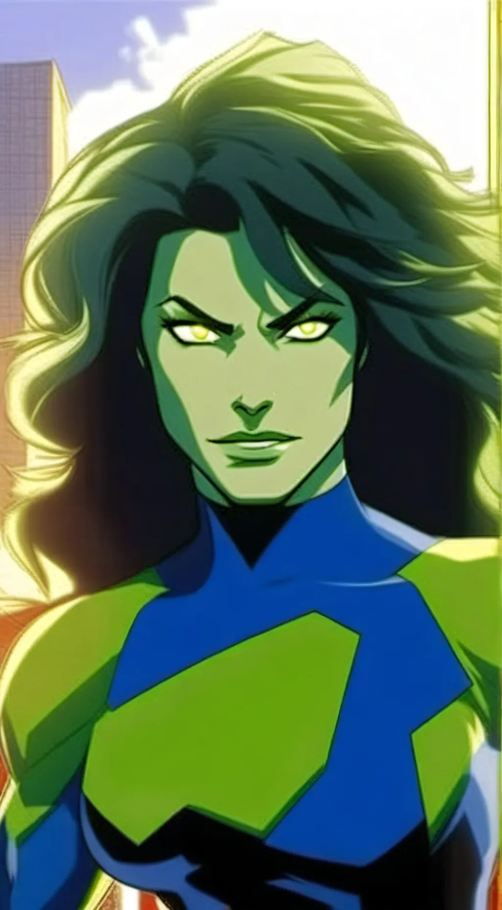 ai character: Jennifer/she hulk  background