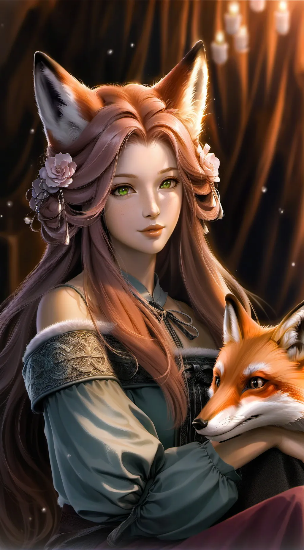 ai character: cute fox girl background