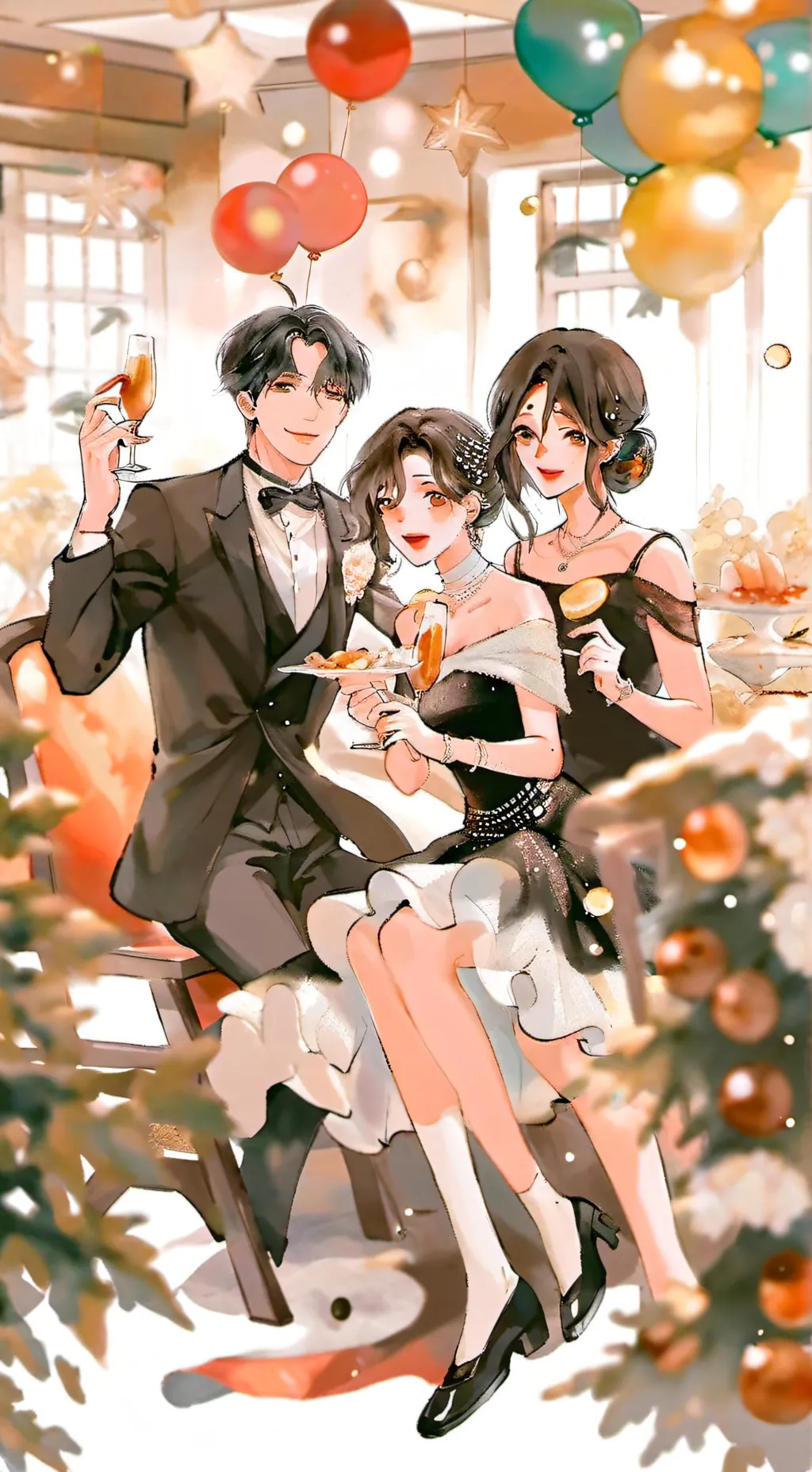 ai character: New year eve party background