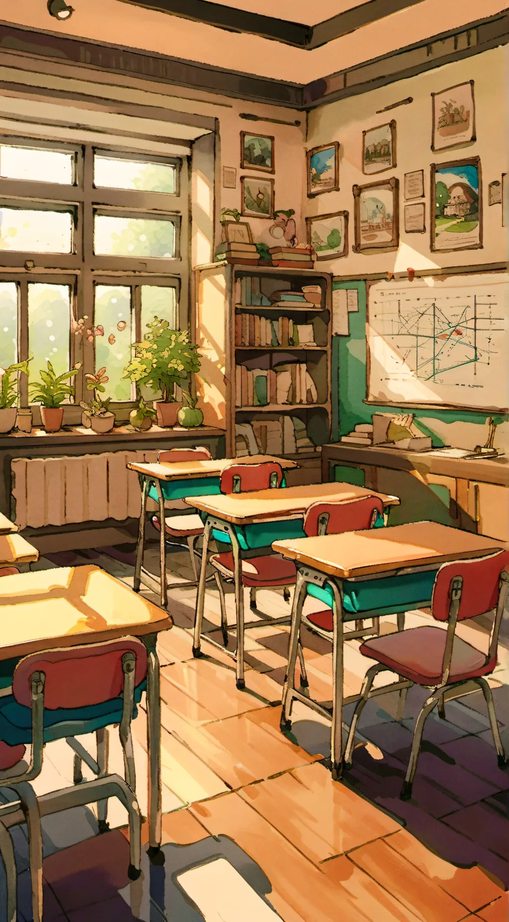 ai character: Weird ahh school background