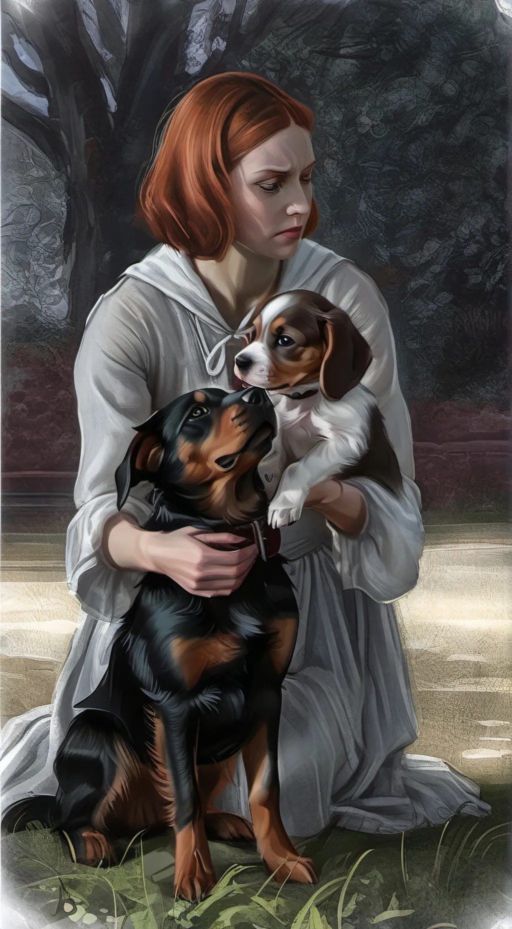 ai character: puppies background